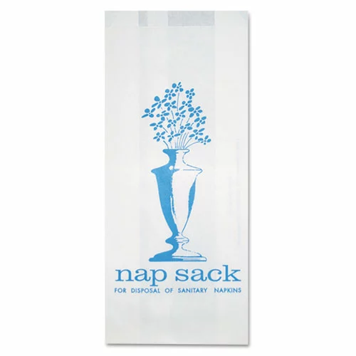 Bagcraft Nap Sack Sanitary Disposal Bags, 4" X 9", White, 1,000/Carton