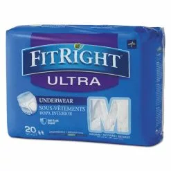 Medline FitRight Ultra Protective Underwear, Medium, 28" To 40" Waist, 20/Pack, 4 Pack/Carton