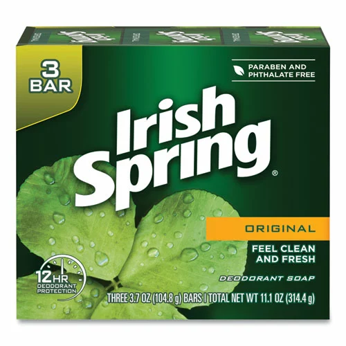 Irish Spring® Bar Soap, Clean Fresh Scent, 3.75 Oz, 3 Bars/Pack, 18 Packs/Carton