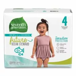 Seventh Generation® Free And Clear Baby Diapers, Size 4, 20 Lbs To 32 Lbs, 25/Pack, 4 Packs/Carton