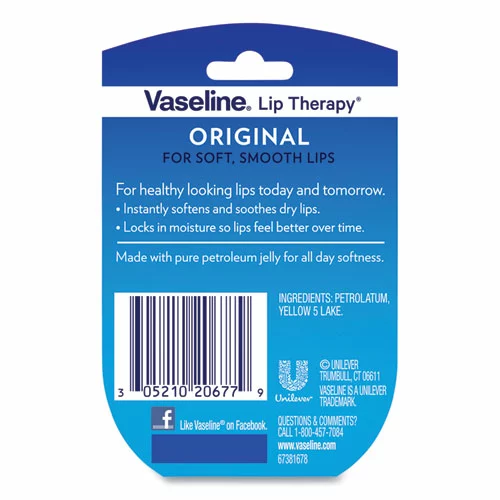 Vaseline® Lip Therapy, Original, 0.25 Oz, Plastic Flip-Top Container, 32/Carton - Image 3
