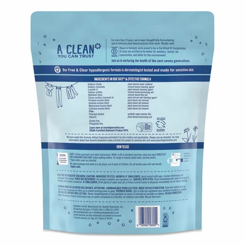 Seventh Generation® Natural Laundry Detergent Packs, Powder, Unscented, 45 Packets/Pack, 8/Carton - Image 2