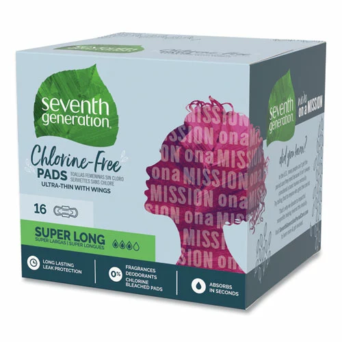 Seventh Generation® Chlorine-Free Ultra Thin Pads With Wings, Super Long, 16/Pack, 6 Packs/Carton - Image 4