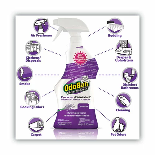 OdoBanĀ® RTU Odor Eliminator And Disinfectant, Lavender, 32 Oz Spray Bottle, 12/Carton - Image 2