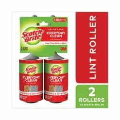 Scotch-Brite™ Lint Roller, Heavy-Duty Handle, 60 Sheets Roller, 2/Pack