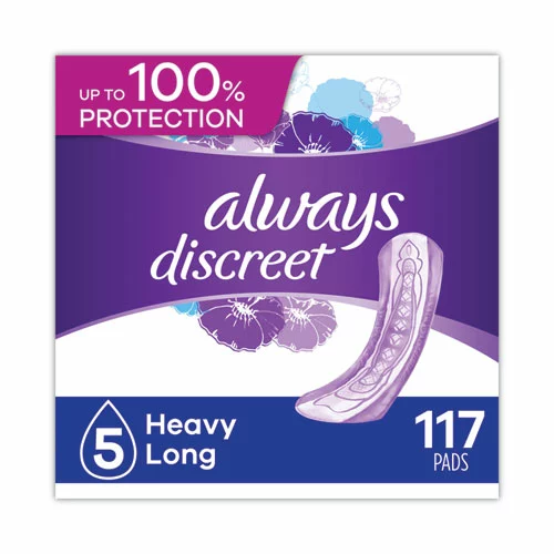 Always® Discreet Sensitive Bladder Protection Pads, Heavy Absorbency, Long, 39/Pack, 3 Packs/Carton - Image 2