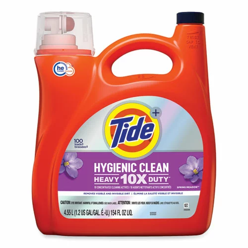 TideĀ® Hygienic Clean Heavy 10x Duty Liquid Laundry Detergent, Spring Meadow, 154 Oz Bottle, 4/Carton